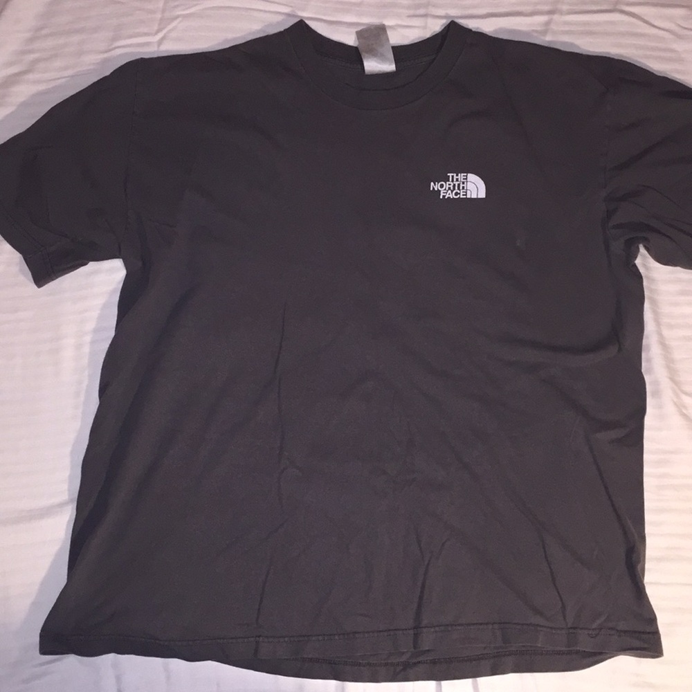 North Face T-shirt w/graphic on back, grey, size L